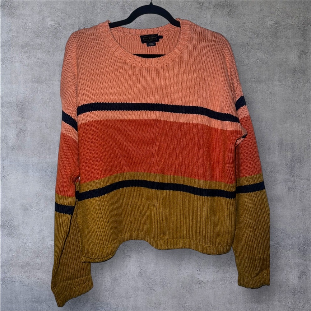 Pendleton Multicolor Striped Crew Neck Sweater - image 1